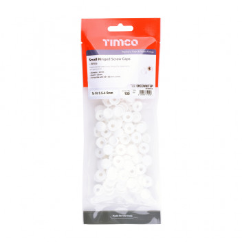 TIMCO SMALL HINGED SCREW CAP - WHITE To fit 3.0 to 4.5 Screw 100 PCS