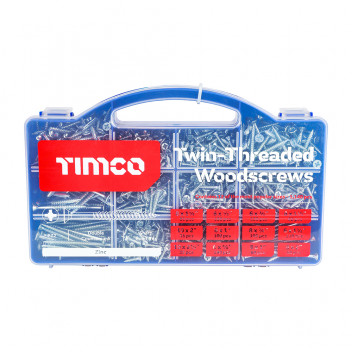 TIMCO TWIN WOODSCREW MIXED TRAY ZINC 1140pcs 1140 PCS
