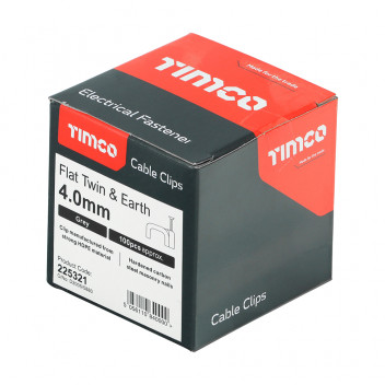 TIMCO FLAT TWIN&EARTH CABLE CLIP GRY To fit 4.0mm 100 PCS