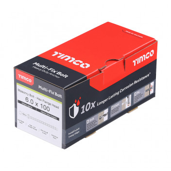 TIMCO MULTI-FIX BOLT HEX FLANGE HEAD 6.0 x 100 100 PCS