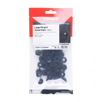 TIMCO LARGE HINGED SCREW CAP - BLACK To fit 5.0 to 6.0 Screw 50 PCS