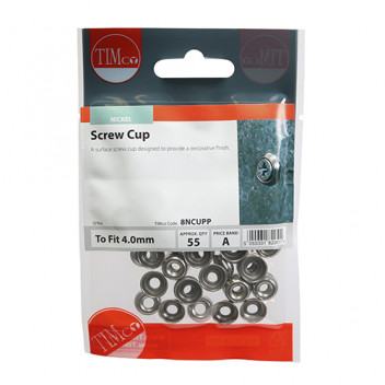TIMCO SURFACE SCREW CUPS - NICKEL To fit 8 Gauge Screws 55 PCS