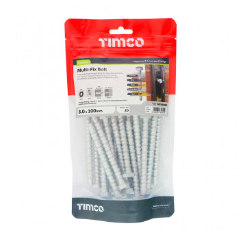TIMCO MULTI-FIX BOLT HEX HEAD 8.0 x 100 20 PCS