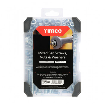 TIMCO MIX SETSCREWS NUTS WASHERSZINC 199pcs 199 PCS