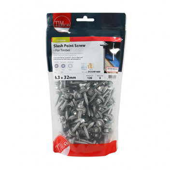 TIMCO HEX SCREW W16 SLASH BAG EXT 6.3 x 32 120 PCS