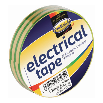 PROSOLVE ELECTRICAL TAPE 19MM X 33M GREEN & YELLOW