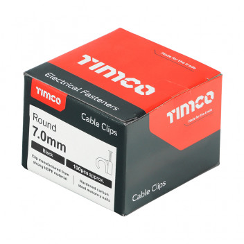 TIMCO ROUND CABLE CLIP BLACK To fit 7.0mm 100 PCS
