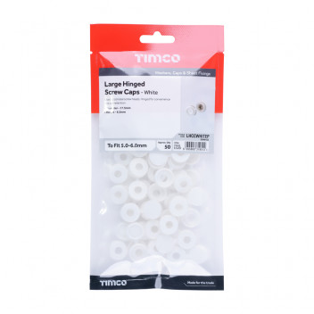 TIMCO LARGE HINGED SCREW CAP - WHITE To fit 5.0 to 6.0 Screw 50 PCS