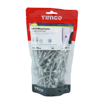 TIMCO HEX SCREW S/DRILL NO3 BAG EXT 5.5 x 70 100 PCS