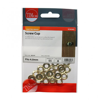 TIMCO SURFACE SCREW CUP - E/BRASS To fit 8 Gauge Screws 55 PCS